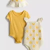 0-18mths | 2pk bodysuits and sun hat newborn set