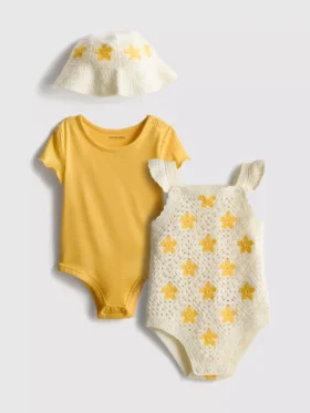 0-18mths | 2pk bodysuits and sun hat newborn set