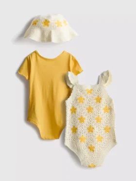 0-18mths | 2pk bodysuits and sun hat newborn set
