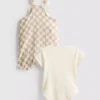 0-18mths | bodysuit and check overalls newborn set