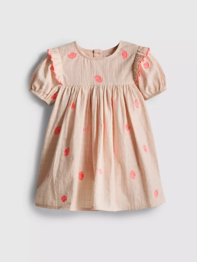 0-18mths | shell embroidered newborn smock dress