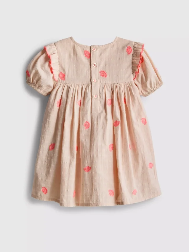 0-18mths | shell embroidered newborn smock dress