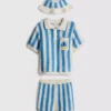 0-18mths | stripe polo top, shorts and hat newborn set