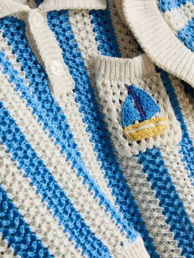 0-18mths | stripe polo top, shorts and hat newborn set