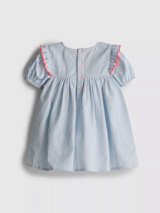 0-18mths | stripe seersucker newborn smock dress
