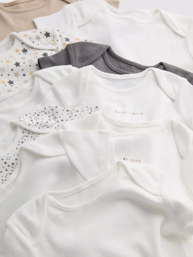 0-24mths | 10pk ribbed short-sleeve onesies