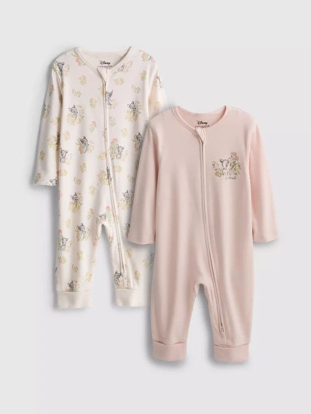 0-24mths | 2pk disney's bambi zip-up onesie