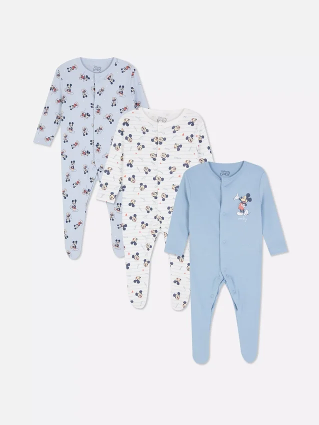0-24mths | 3pk disney's mickey mouse snap pajama onesies