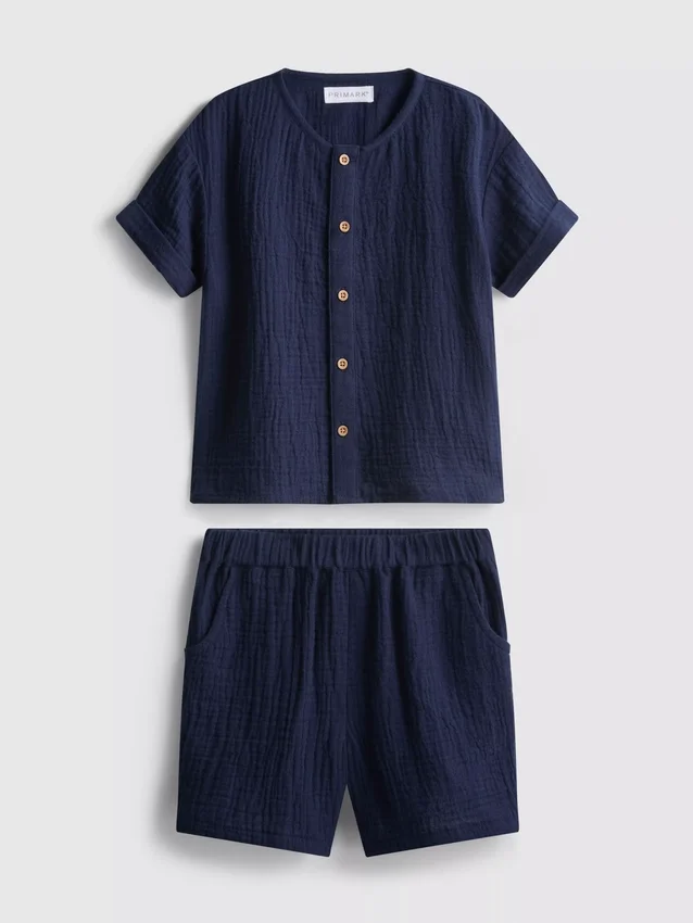 0-24mths | cheesecloth shirt and shorts set