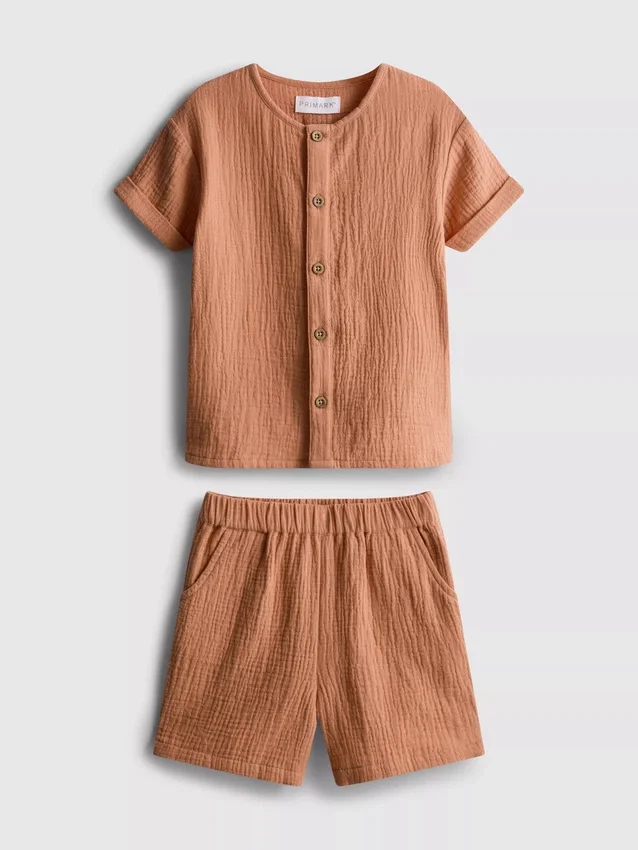 0-24mths | cheesecloth shirt and shorts set
