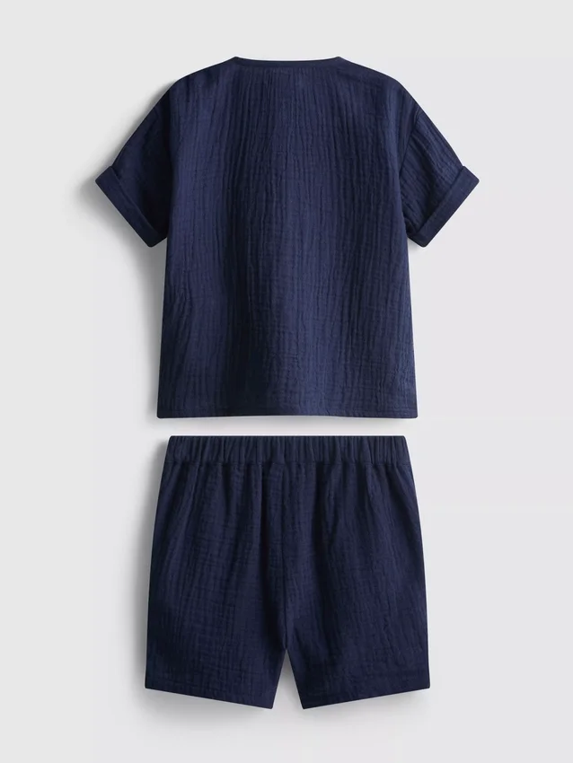 0-24mths | cheesecloth shirt and shorts set