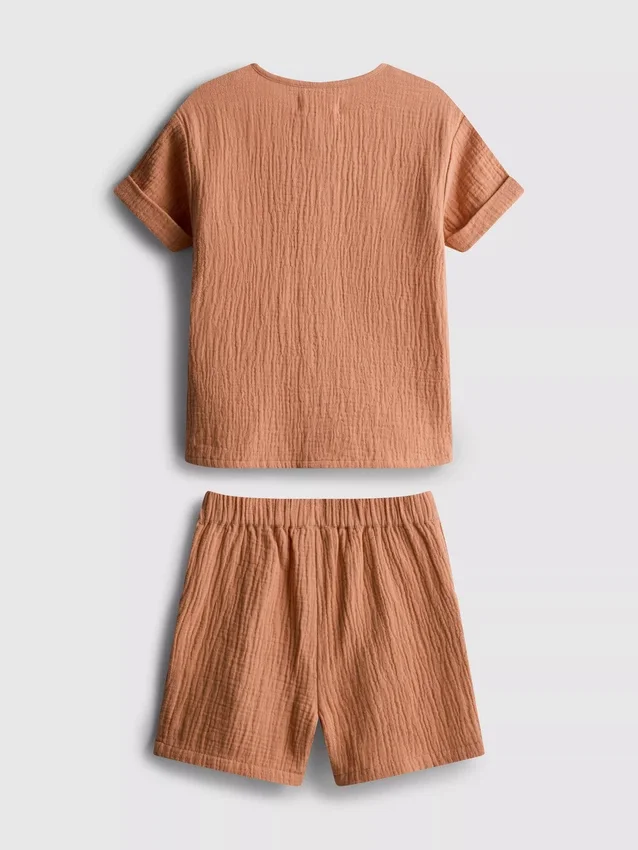 0-24mths | cheesecloth shirt and shorts set
