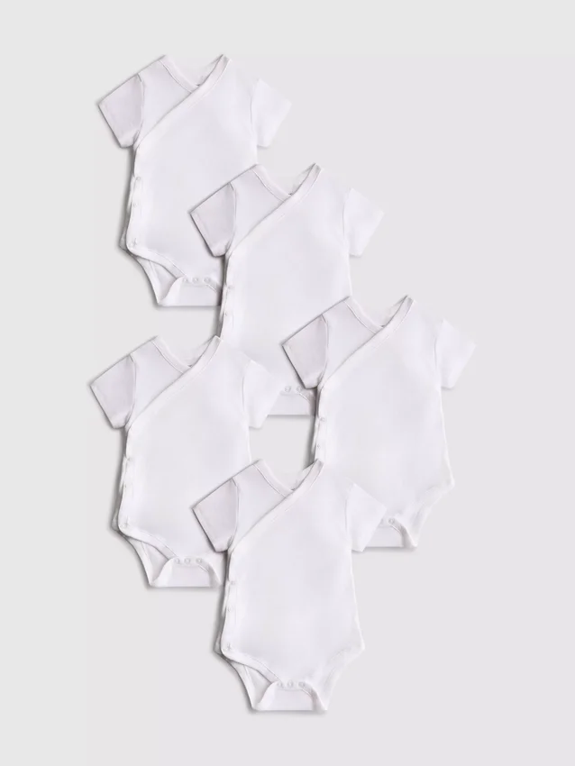 0-36mths | 5pk ribbed wrap front bodysuits