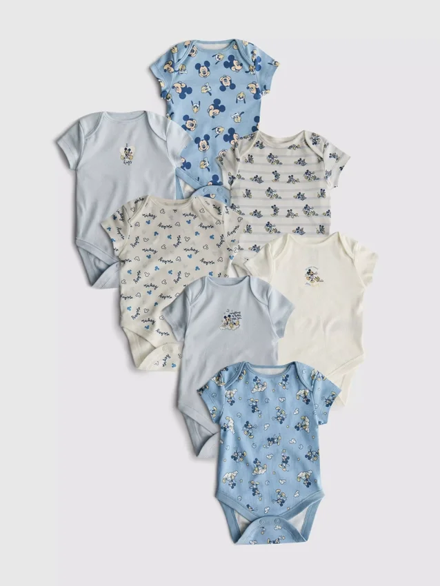 0-36mths | 7pk disney's mickey mouse short-sleeve bodysuits