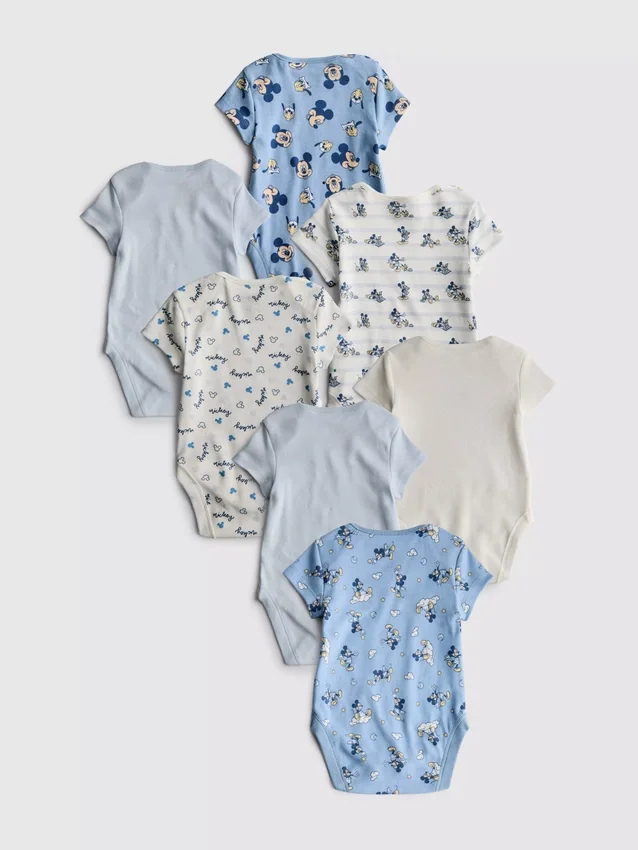 0-36mths | 7pk disney's mickey mouse short-sleeve bodysuits
