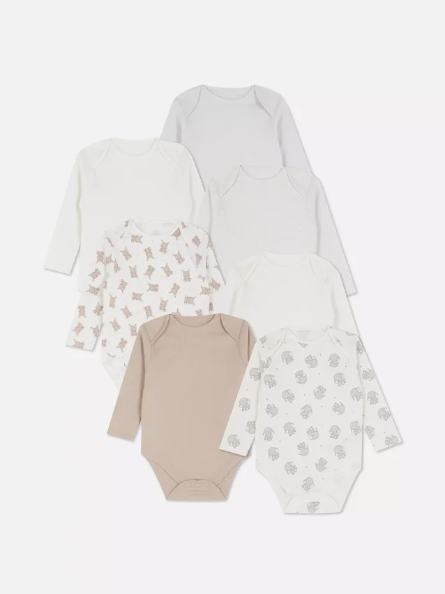 0-36mths | 7pk long sleeve bodysuits