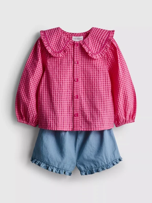 0-36mths | collared blouse and ruffle shorts set