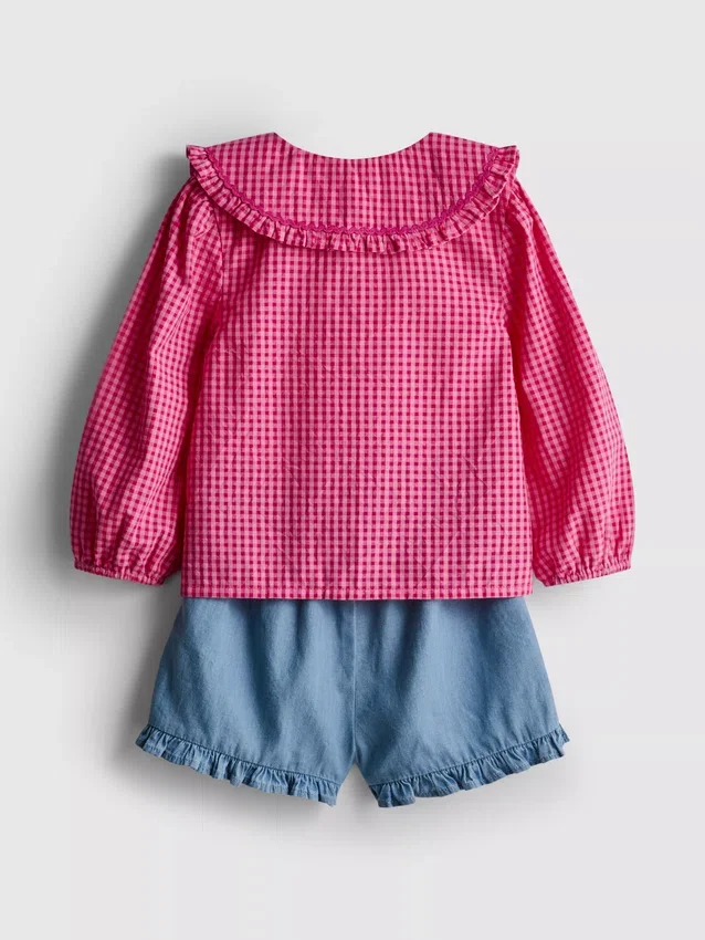 0-36mths | collared blouse and ruffle shorts set