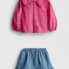 0-36mths | collared blouse and ruffle shorts set