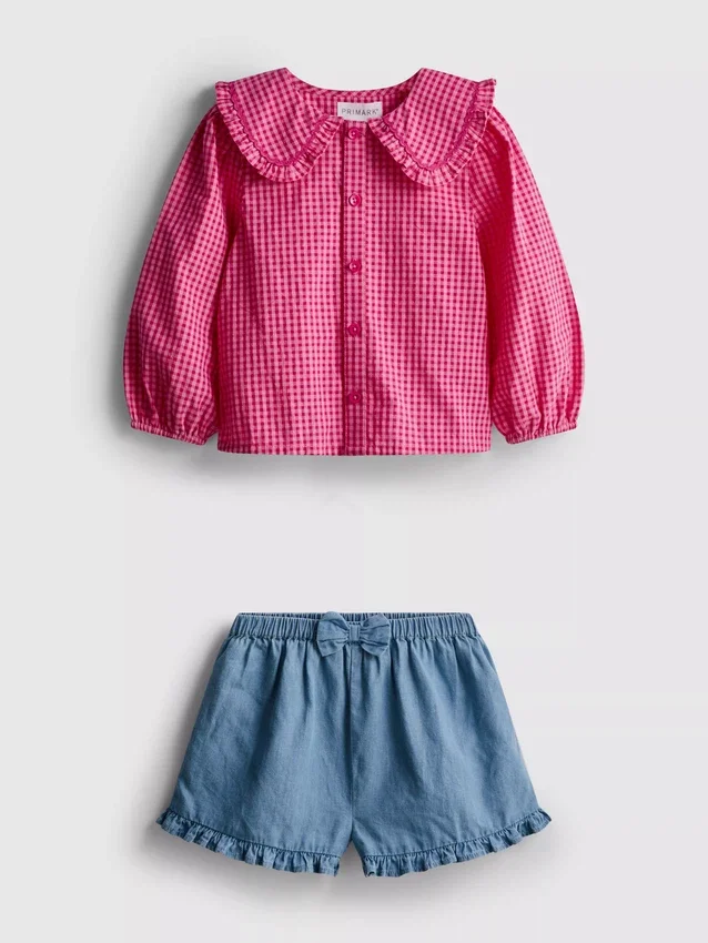 0-36mths | collared blouse and ruffle shorts set