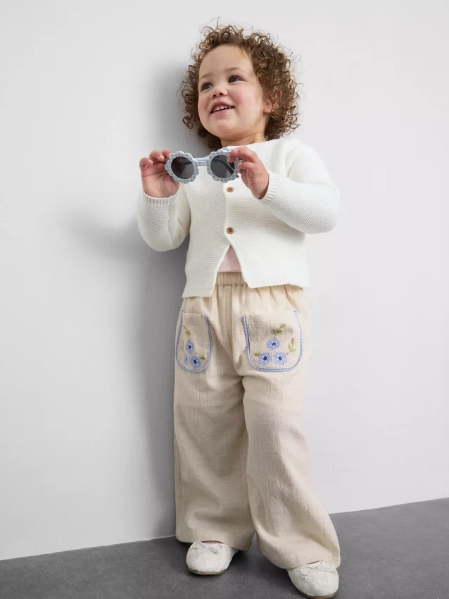 0-36mths | floral appliqua straight leg pants