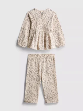 0-36mths | floral crinkle long-sleeve top and pants set