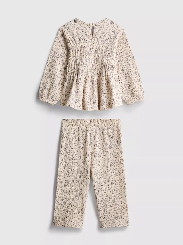0-36mths | floral crinkle long-sleeve top and pants set
