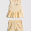 0-36mths | floral embroidered peplum-hem top and shorts set