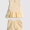 0-36mths | floral embroidered peplum-hem top and shorts set