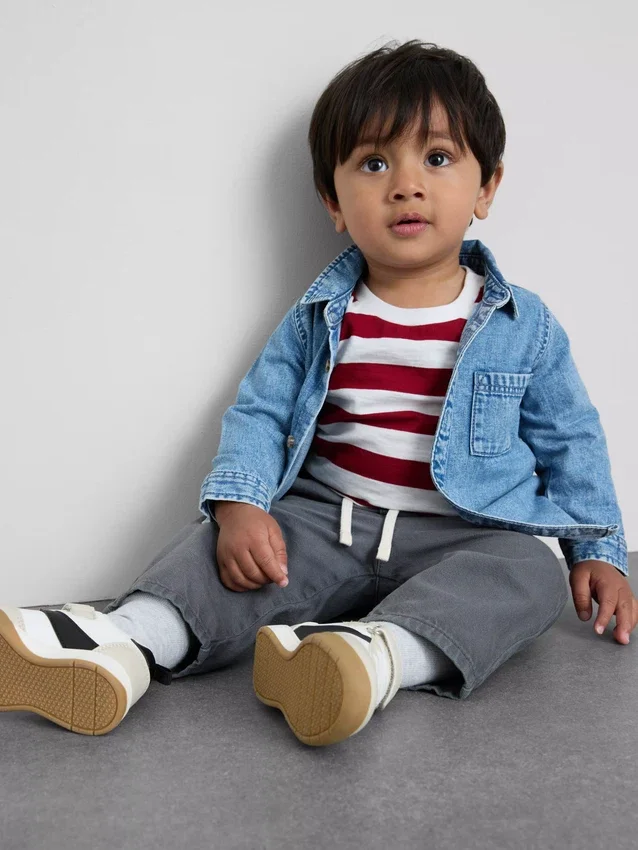 0-36mths | long sleeve t-shirt, pants and denim shirt set