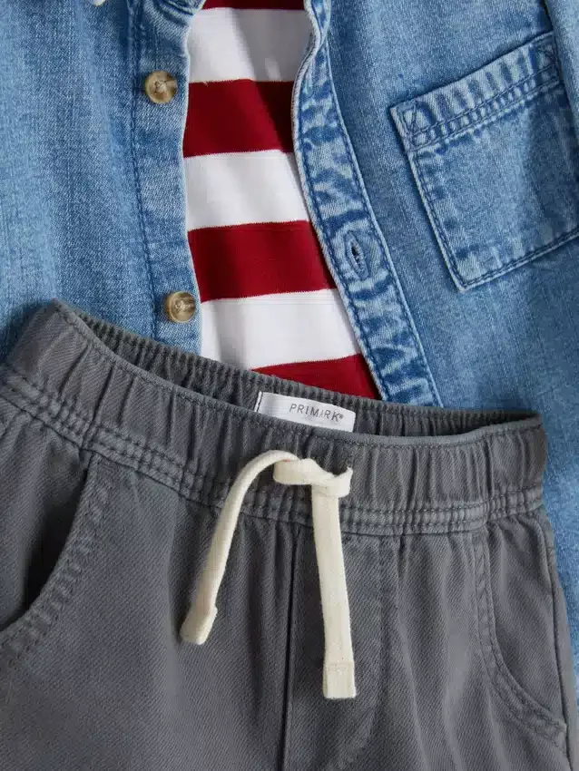0-36mths | long sleeve t-shirt, pants and denim shirt set