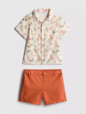 0-36mths | printed shirt and chino shorts set