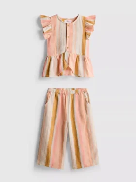 0-36mths | stripe ruffle top and pants set