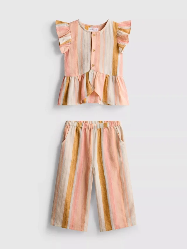 0-36mths | stripe ruffle top and pants set
