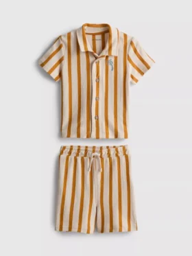 0-36mths | stripe textured shirt and shorts set