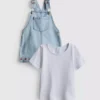 0-36mths | t-shirt and fruit embroidered overalls set