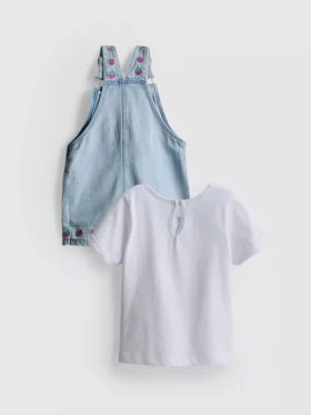 0-36mths | t-shirt and fruit embroidered overalls set