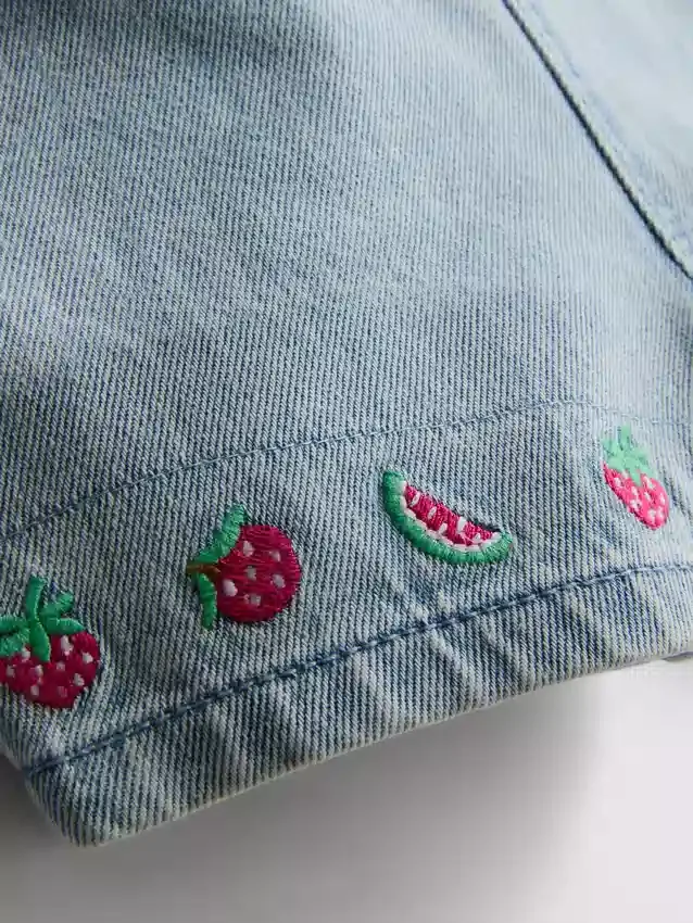 0-36mths | t-shirt and fruit embroidered overalls set