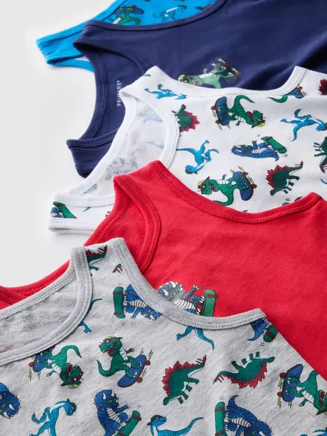 1.5-10yrs | 5pk dinosaur graphic tanks