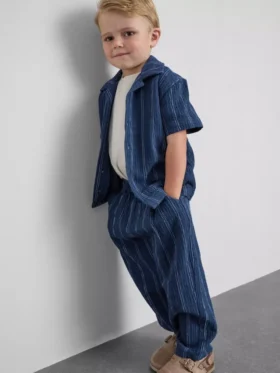 1.5-12yrs | the edit cotton textured stripe shirt and pants set