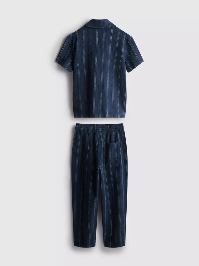 1.5-12yrs | the edit cotton textured stripe shirt and pants set