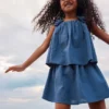 1.5-12yrs | the edit linen mix floral appliqua top and skirt set