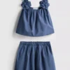 1.5-12yrs | the edit linen mix floral appliqua top and skirt set