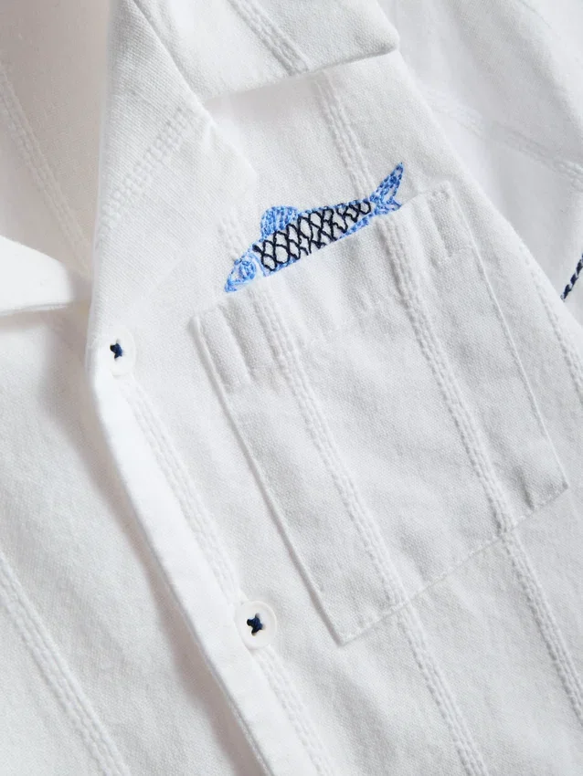 1.5-7yrs | fish embroidered shirt