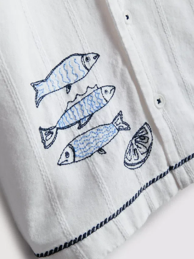 1.5-7yrs | fish embroidered shirt