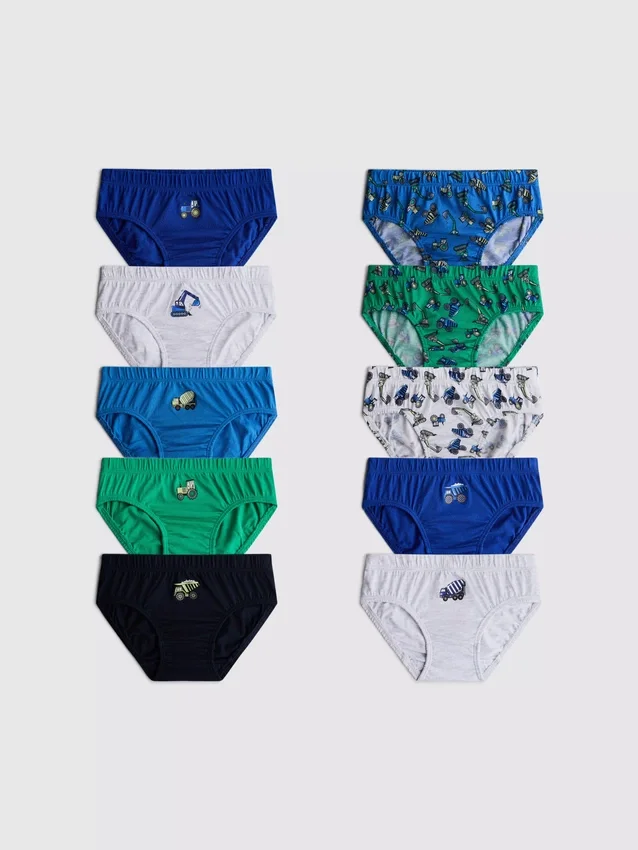 1.5-8yrs | 10pk digger graphic briefs