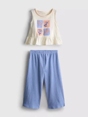 1.5-8yrs | embroidered peplum top and pants set