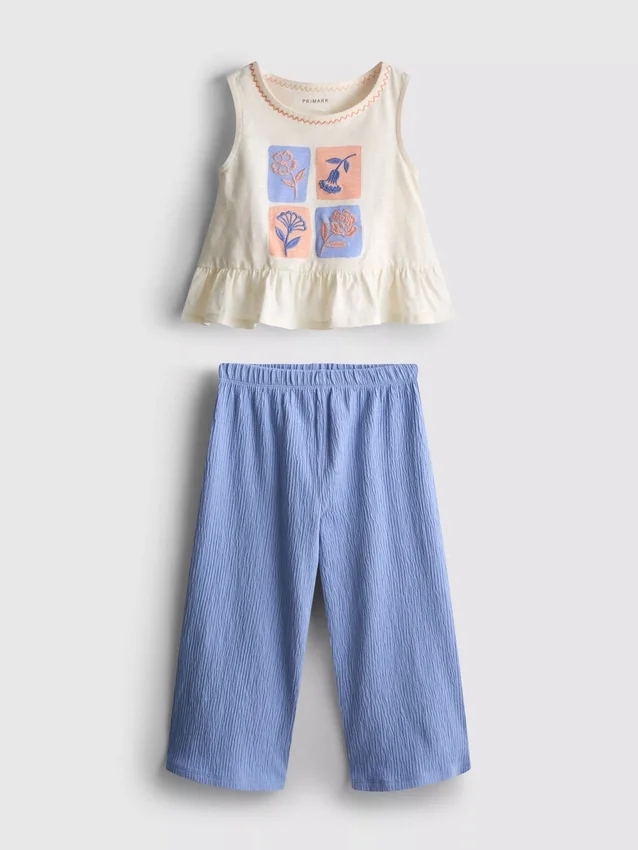 1.5-8yrs | embroidered peplum top and pants set