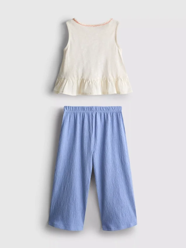 1.5-8yrs | embroidered peplum top and pants set