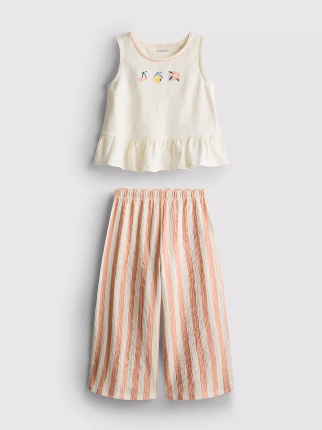 1.5-8yrs | embroidered peplum top and pants set